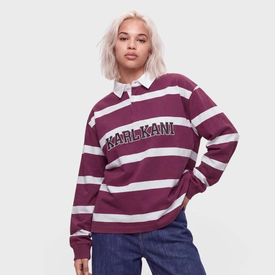Zdjęcie produktu College Stripe Boxy Rugby Shirt Karl Kani fioletowy