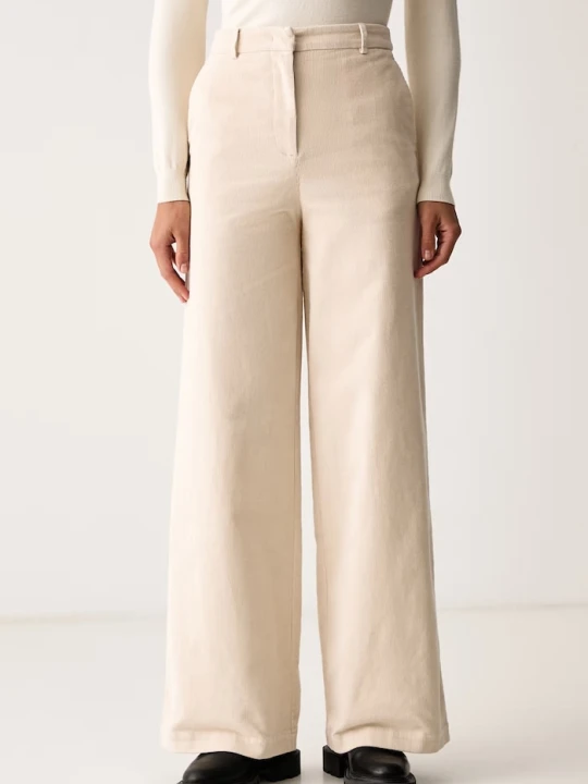Zdjęcie produktu Colmar spodnie wide leg damskie bawełniane z elastanem beżowy