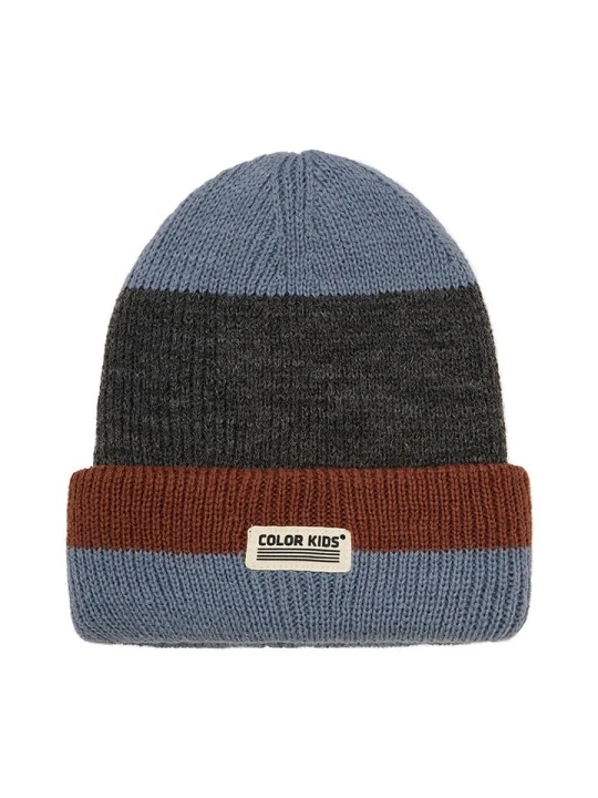 Zdjęcie produktu Color Kids Czapka beanie w kolorze szaro-niebiesko-jasnobrązowym rozmiar: 56 cm