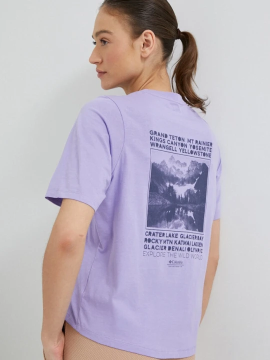 Zdjęcie produktu Columbia t-shirt bawełniany North Cascades fioletowy