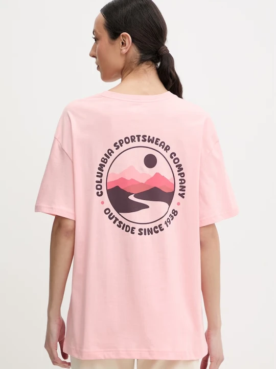 Zdjęcie produktu Columbia t-shirt bawełniany Rolling Bend różowy