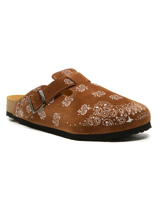 Zdjęcie produktu Comfortfusse Skórzane chodaki "Folk Capri" w kolorze jasnobrązowym rozmiar: 40