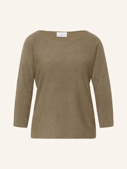 Zdjęcie produktu Comma Sweter Z Rękawami 3/4 I Błyszczącą Przędzą gruen KHAKI