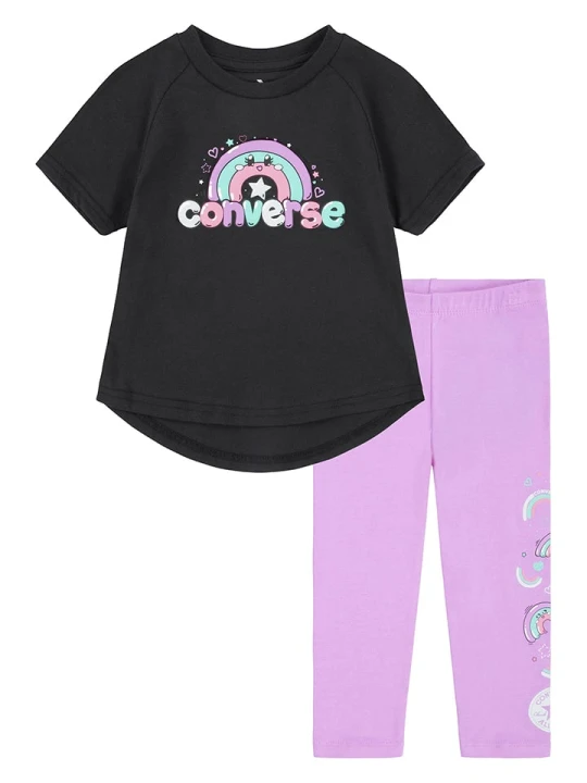 Zdjęcie produktu Converse 2-częściowy zestaw w kolorze czarno-fioletowym rozmiar: 116 / 122