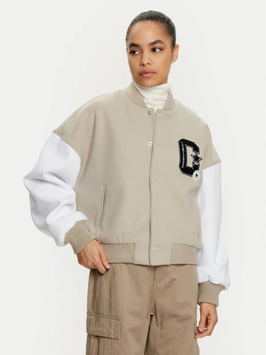 Zdjęcie produktu Converse Kurtka bomber Retro Varsity 10026772-A01 Beżowy Relaxed Fit