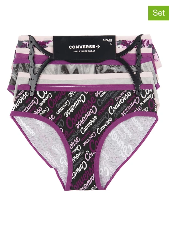 Zdjęcie produktu Converse Majtki (5 par) w kolorze szaro-fioletowym rozmiar: 122 / 128