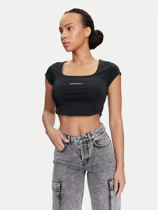 Zdjęcie produktu Converse Top W Wordmark Corset Top 10026506-A01 Czarny Slim Fit