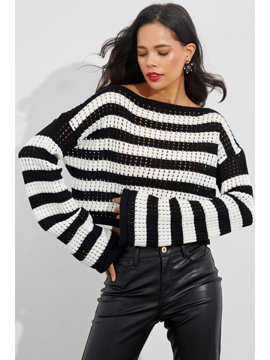 Zdjęcie produktu Cool and sexy Sweter w kolorze czarno-białym rozmiar: onesize