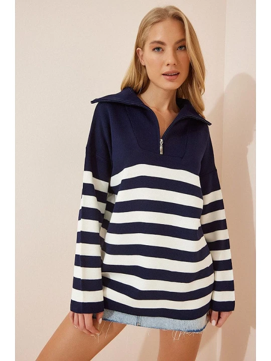 Zdjęcie produktu Cool and sexy Sweter w kolorze granatowo-białym rozmiar: onesize