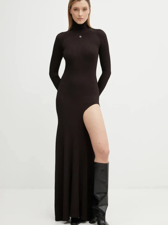 Zdjęcie produktu Coperni sukienka Leg Cut-Out Rib Gown brązowy