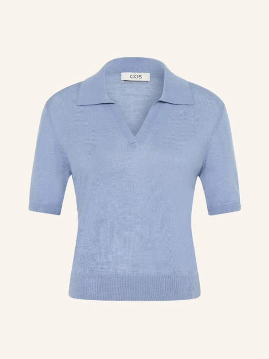 Zdjęcie produktu Cos Dzianinowa Koszulka Polo Z Lnem blau JASNONIEBIESKI