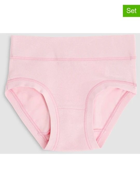 Zdjęcie produktu COTONELLA Pełne majtki high waist (3 pary) w kolorze jasnoróżowym i białym rozmiar: 106