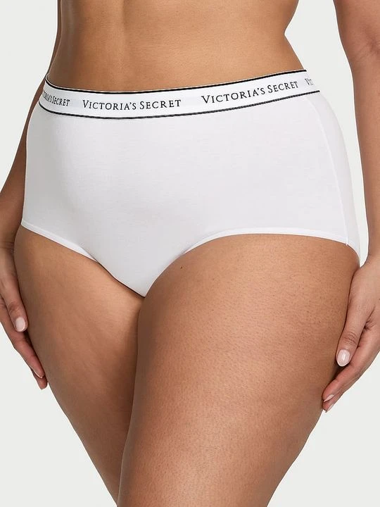 Zdjęcie produktu Cotton Majtki bawełniane figi z logo marki z wysokim stanem Victoria's Secret Biały