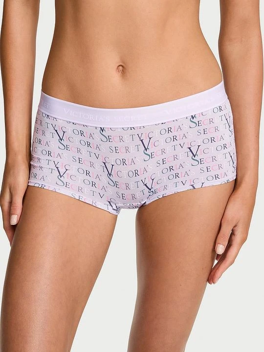 Zdjęcie produktu Cotton Majtki bawełniane szorty z logo w talii Boyshort Victoria's Secret