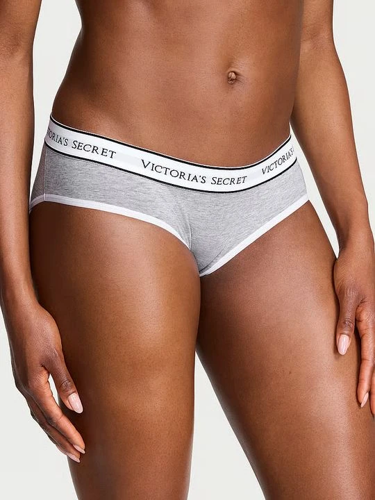 Zdjęcie produktu Cotton Majtki bawełniane z logo w talii Hiphugger Victoria's Secret Szary