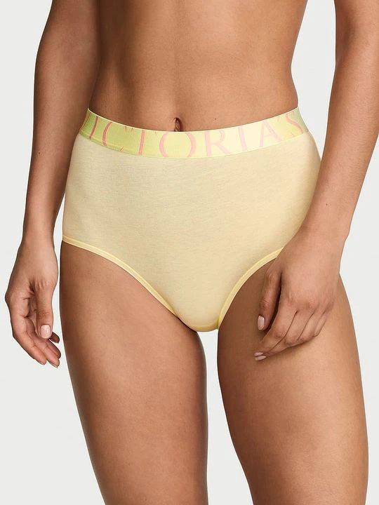 Zdjęcie produktu Cotton Majtki bawełniane z wysokim stanem Exploded Logo Brief Victoria's Secret Żółty
