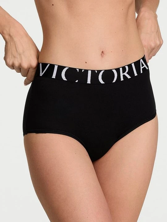 Zdjęcie produktu Cotton Majtki bawełniane z wysokim stanem Exploded Logo Brief Victoria's Secret Czarny