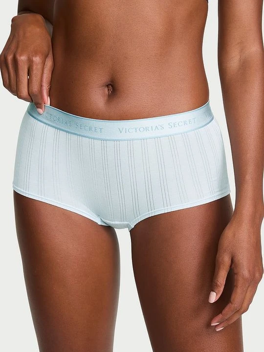 Zdjęcie produktu Cotton Majtki szorty z modalu Ultra-Fine Logo Boyshort Victoria's Secret Niebieski