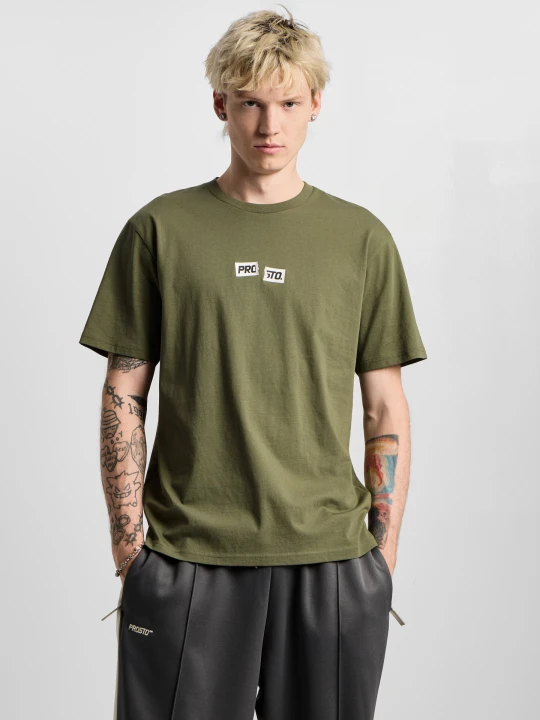 Zdjęcie produktu Crack Box Logo t-shirt regular bawełniany męski oliwkowy Klasyk