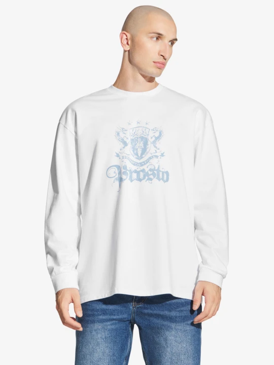 Zdjęcie produktu Crest longsleeve męski bawełniany biały PROSTO.