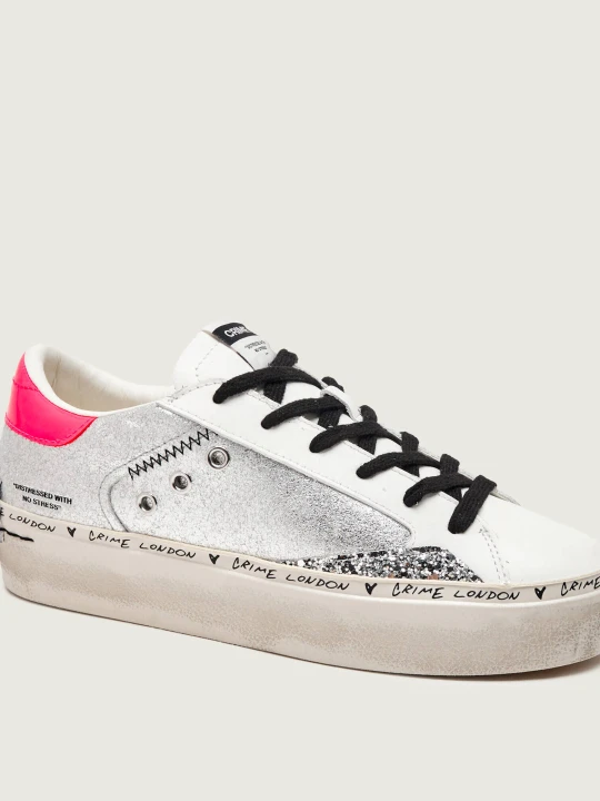 Zdjęcie produktu Crime London Skórzane sneakersy DISTRESSED srebrny