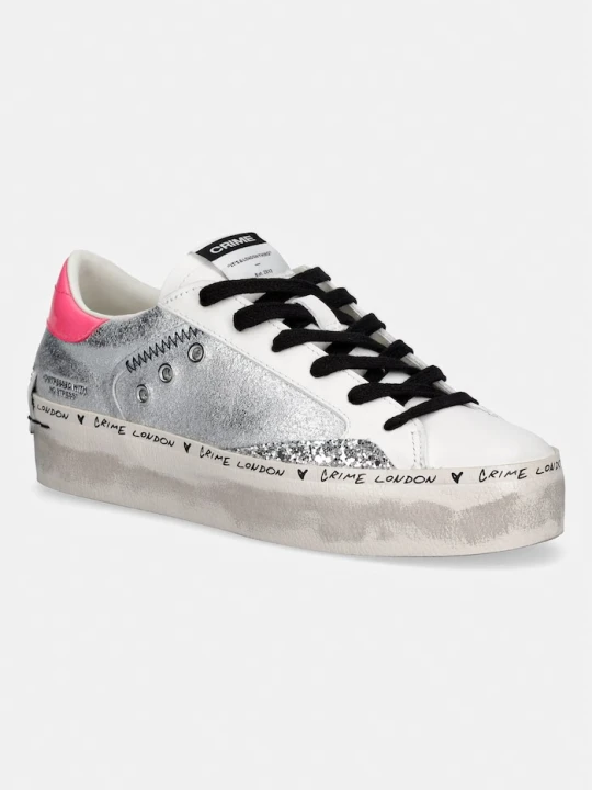 Zdjęcie produktu Crime London sneakersy skórzane DISTRESSED PLATFORM srebrny