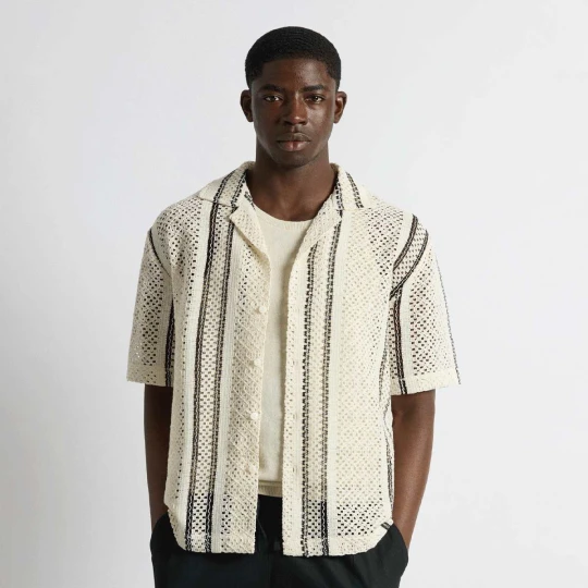 Zdjęcie produktu Crochet Striped Shirt Burocs beż