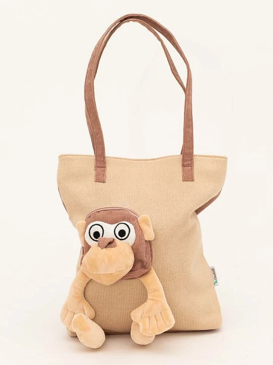 Zdjęcie produktu Crochetts Shopper bag "Monkey" w kolorze beżowo-jasnobrązowym - 35 x 36 x 5 cm rozmiar: onesize