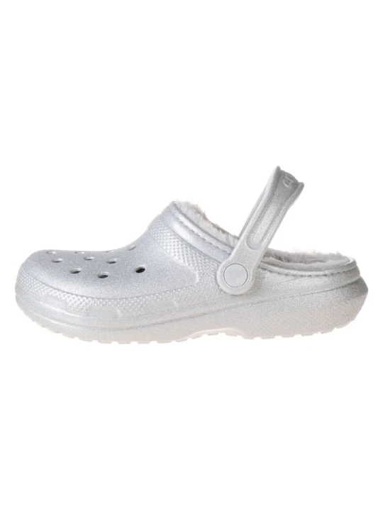 Zdjęcie produktu Crocs Chodaki "Classic Fuzz Lined Glitter" w kolorze srebrnym rozmiar: 37 / 38