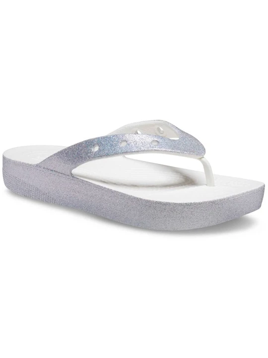 Zdjęcie produktu Crocs Japonki "Classic Platform Glitter" w kolorze srebrnym rozmiar: 42/43