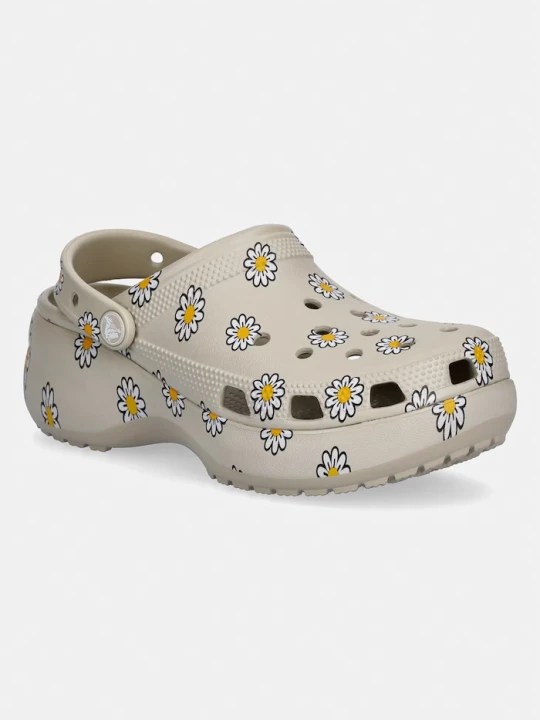 Zdjęcie produktu Crocs klapki na platformie damskie Classic Platform Floral Clog beżowy