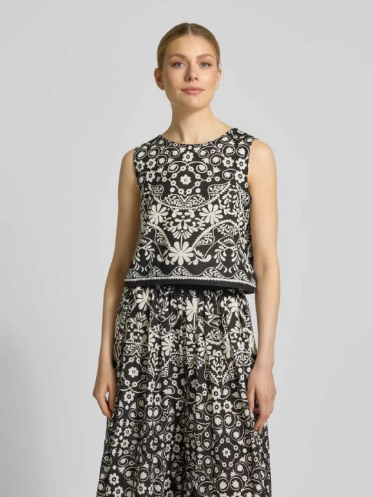 Zdjęcie produktu Crop top o kroju boxy fit z czystej bawełny Model 'IFANALE' Weekend Max Mara Czarny