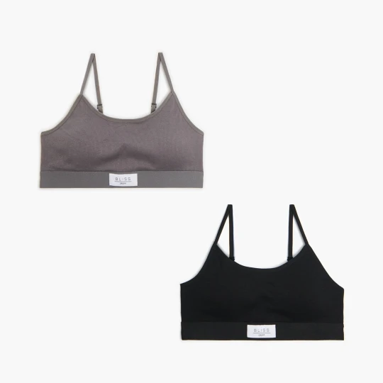 Zdjęcie produktu Cropp - 2 pack prążkowanych staników z naszywką - czarny
