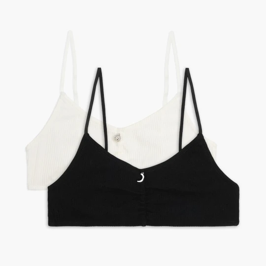 Zdjęcie produktu Cropp - 2 pack prążkowanych staników z zawieszkami - kremowy