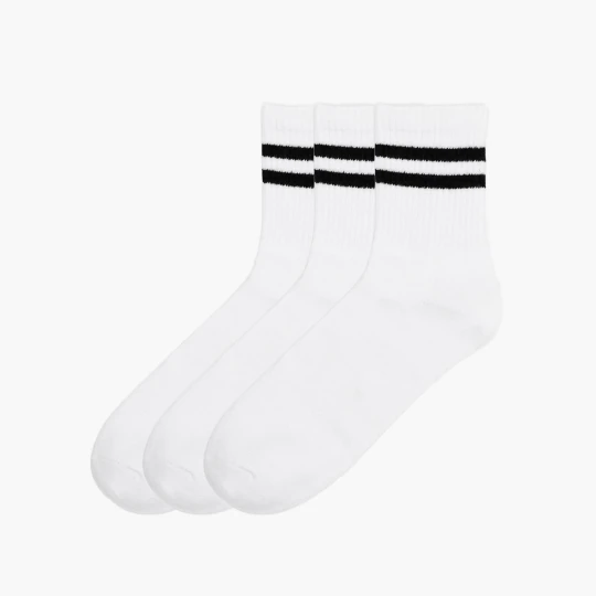 Zdjęcie produktu Cropp - 3 pack białych skarpet z czarnymi paskami - biały