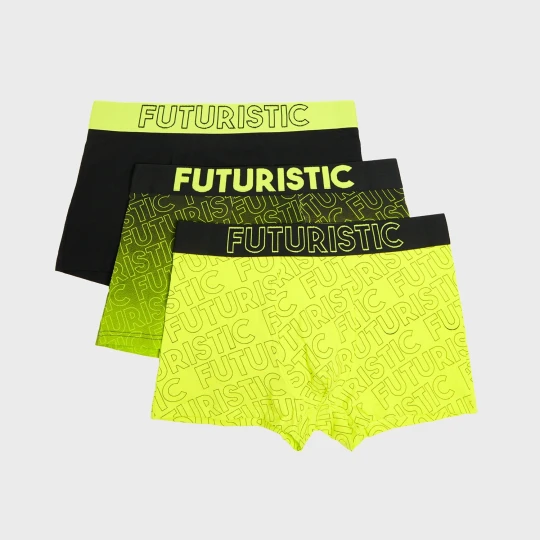 Zdjęcie produktu Cropp - 3 pack czarno-żółtych bokserek FUTURISTIC - zielony
