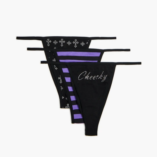 Zdjęcie produktu Cropp - 3 pack majtek w trzech wzorach - czarny