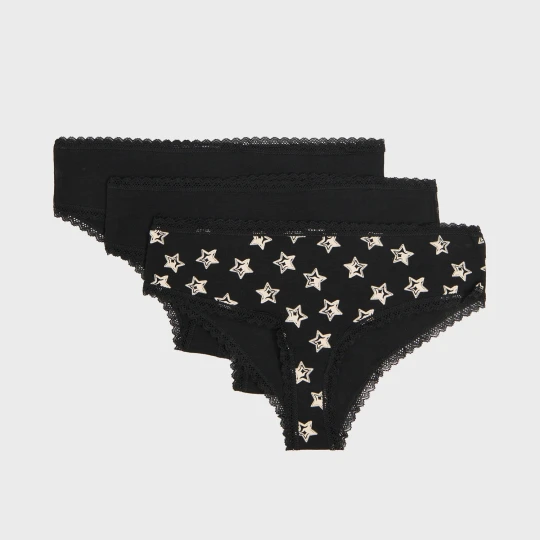 Zdjęcie produktu Cropp - 3 pack majtek z koronkowym wykończeniem - czarny