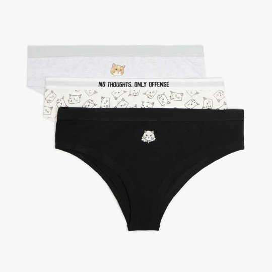 Zdjęcie produktu Cropp - 3 pack majtek z motywem kota - wielobarwny