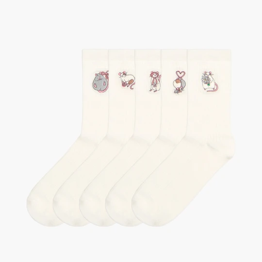 Zdjęcie produktu Cropp - 5 pack skarpet z haftowanymi myszkami - biały