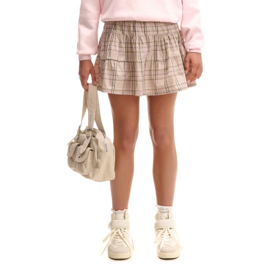 Zdjęcie produktu Cropp - Beżowa spódnica mini w kratę - beżowy
