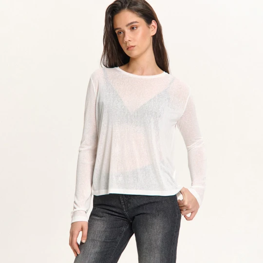 Zdjęcie produktu Cropp - Biała koszulka longsleeve z wiskozą - biały