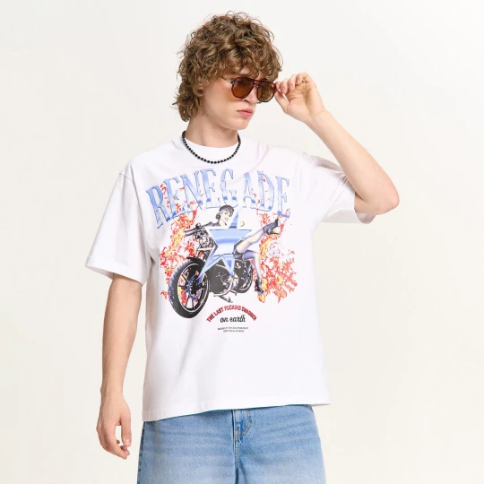 Zdjęcie produktu Cropp - Biała koszulka z retro nadrukiem - biały