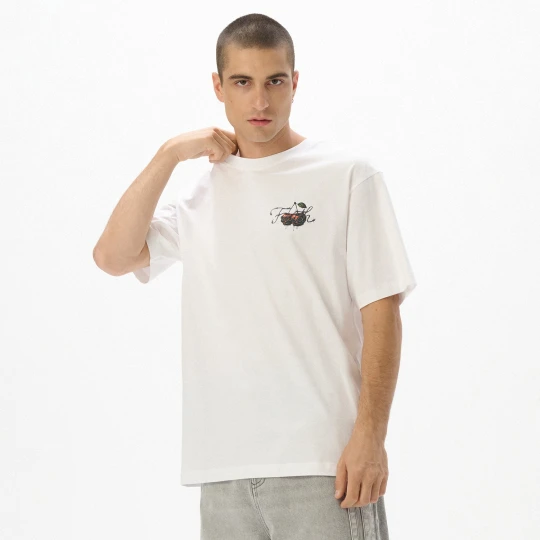 Zdjęcie produktu Cropp - Biały T-shirt z motywem wiśni - biały