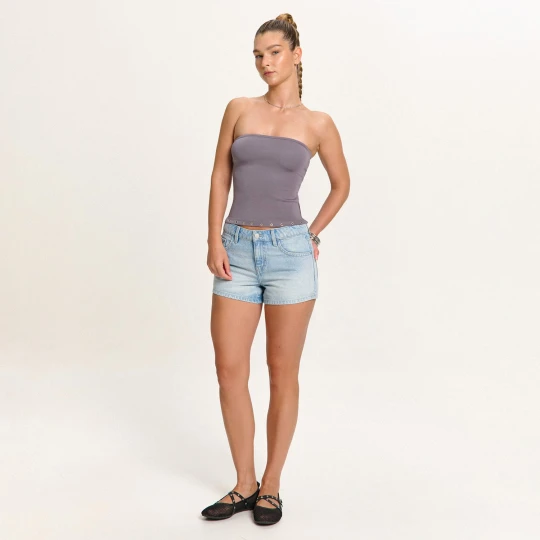 Zdjęcie produktu Cropp - Błękitne jeansowe szorty z efektem sprania - niebieski
