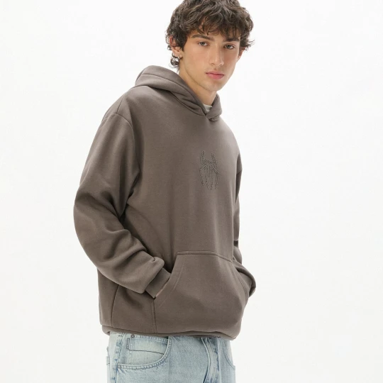 Zdjęcie produktu Cropp - Bluza hoodie z aplikacją pająka - brązowy