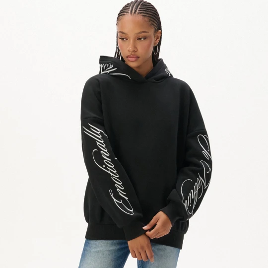 Zdjęcie produktu Cropp - Bluza hoodie z haftowanymi napisami - czarny