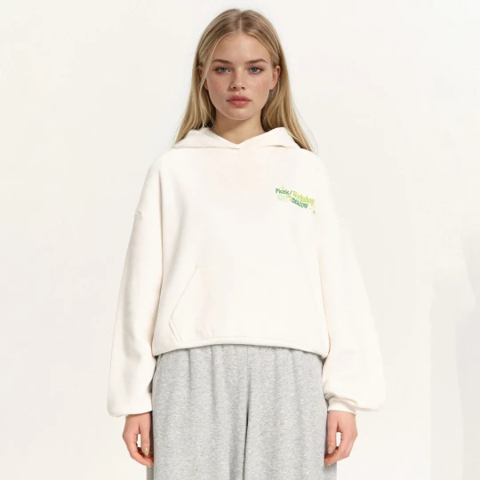 Zdjęcie produktu Cropp - Bluza hoodie z motywem koniczyny - kremowy
