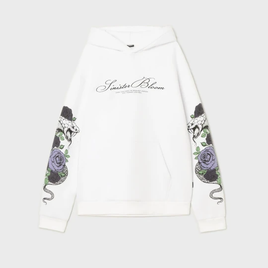 Zdjęcie produktu Cropp - Bluza hoodie z motywem róż i węży - kremowy