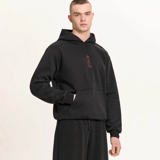 Zdjęcie produktu Cropp - Bluza hoodie z nadrukiem smoka - czarny